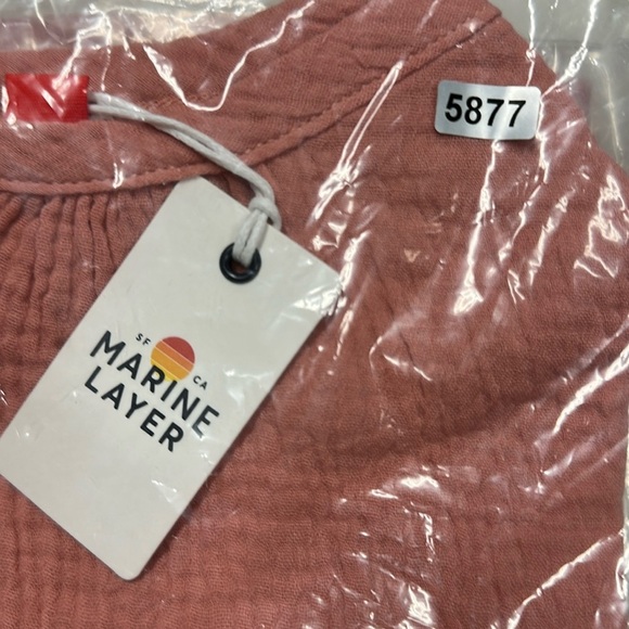 Marine Layer Jude Tank Top Flutter Sleeve Crinkled Cotton Rosette Pink NWT Small - Picture 6 of 8
